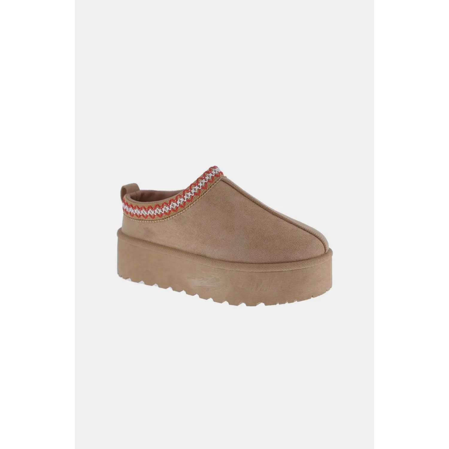 Weeboo Platform Embroidered Trim Slip-On Boots