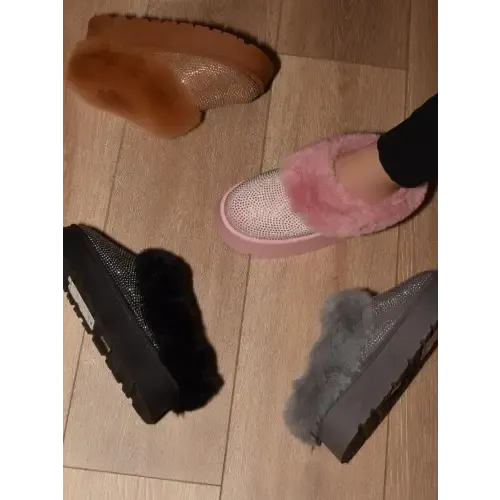 Wild Diva Embellished Faux Fur Platform Booties