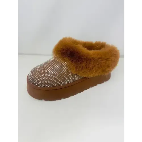 Wild Diva Embellished Faux Fur Platform Booties