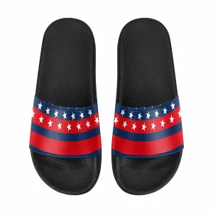 Womens Slide Sandals - Stars and Stripes Print