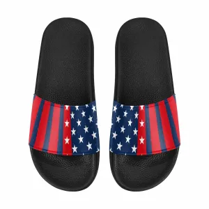 Womens Slide Sandals - Stars and Stripes Print