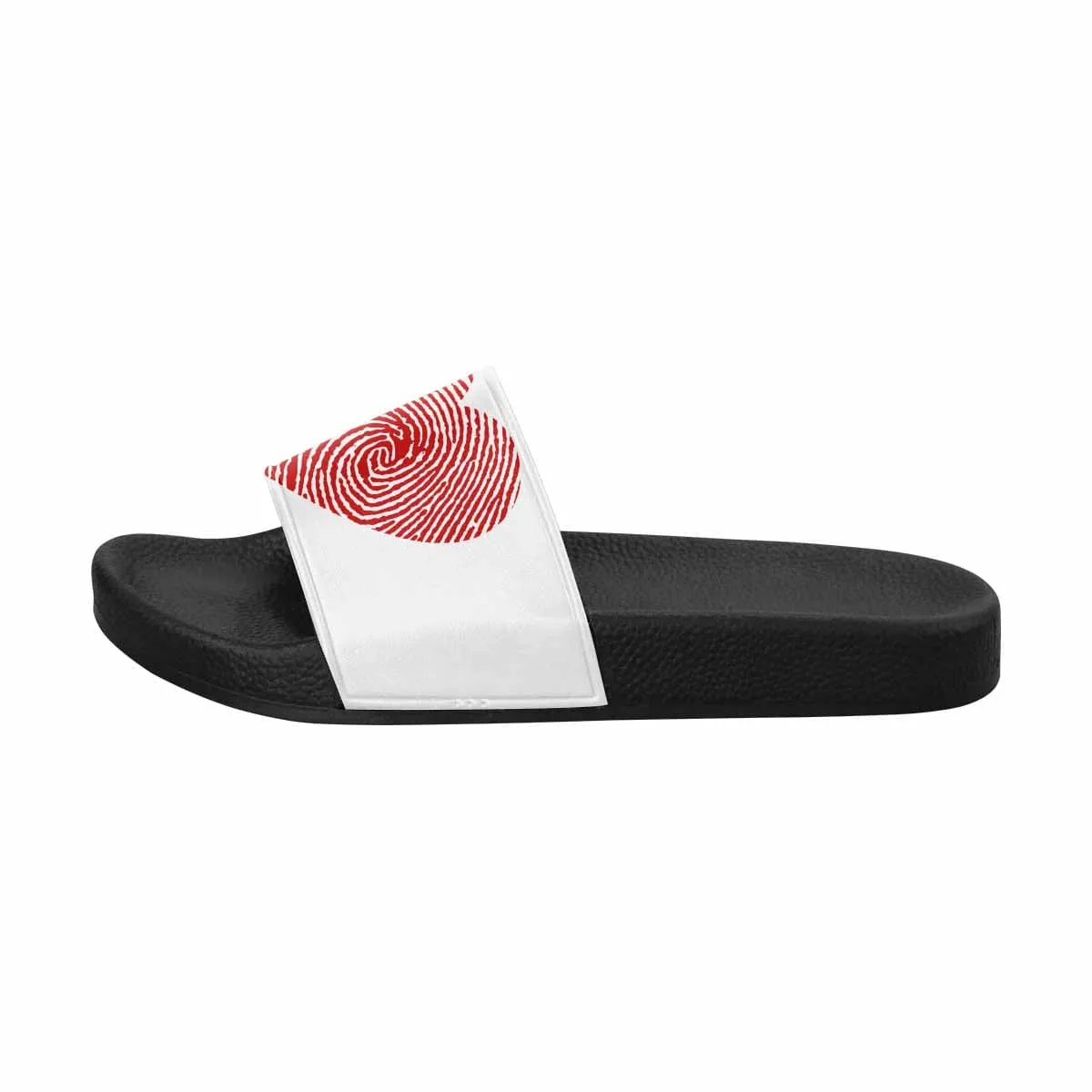 Womens Slide Sandals - White and Red Heart