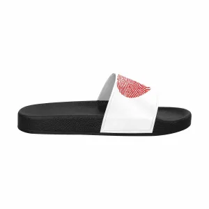 Womens Slide Sandals - White and Red Heart