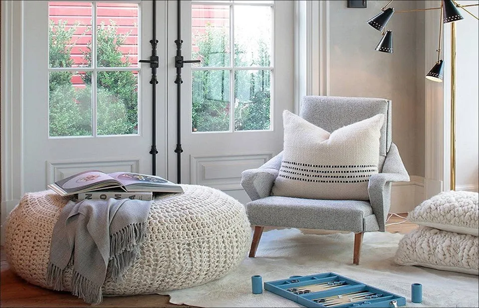 WOOL POUF - Natural Ivory