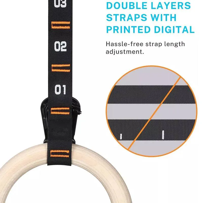 XTC Gear | X-Series Wood Gymnastic Rings w/Straps - 1.25" - Pair